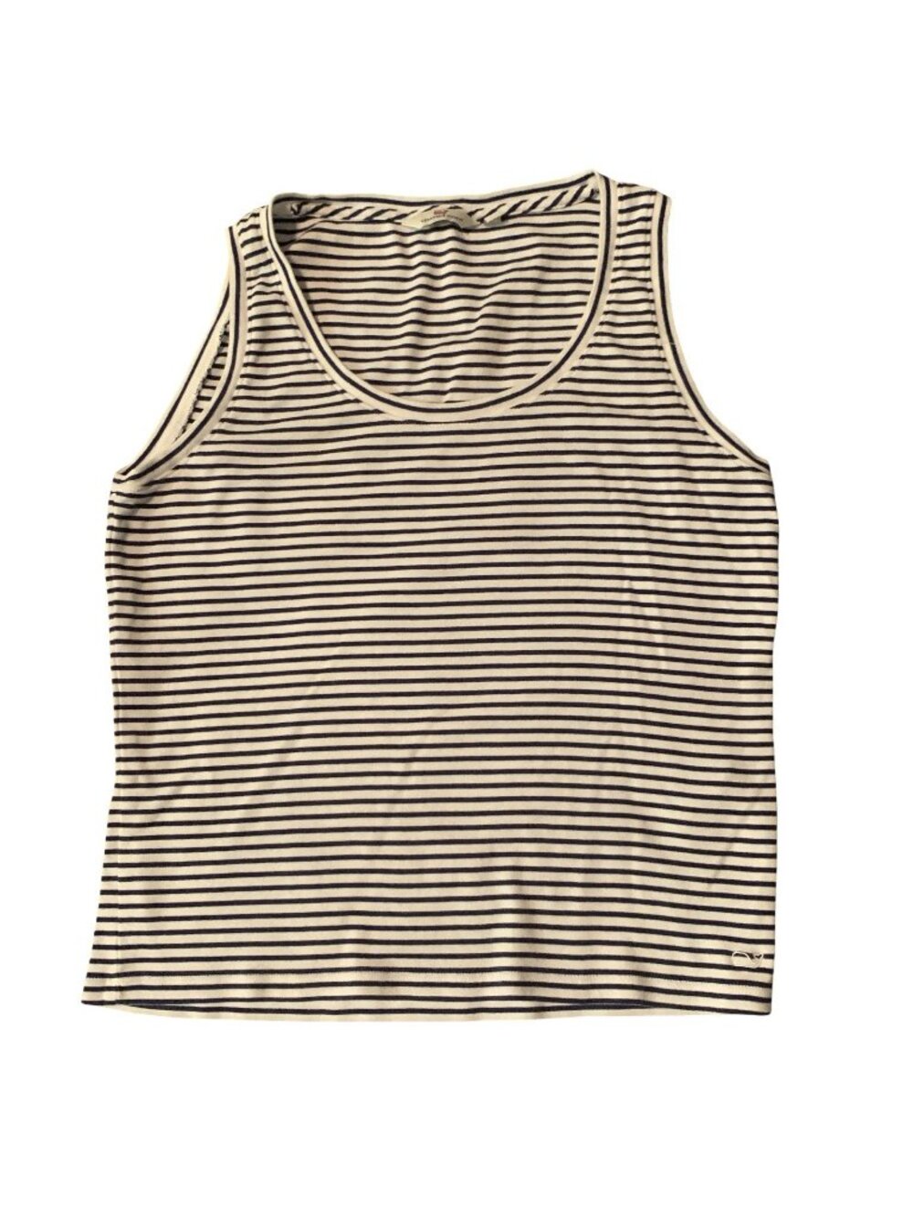 Vineyard Vines Navy White Striped Tank Top Sleeveless Blouse Sz L Nautical